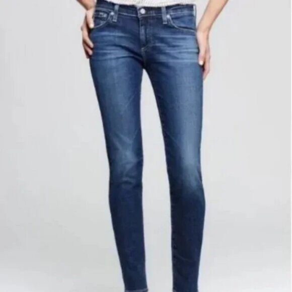 AG Adriano Goldschmied The Stilt Cigarette Leg Jeans 27R Skinny Low Rise Blue - Picture 1 of 11